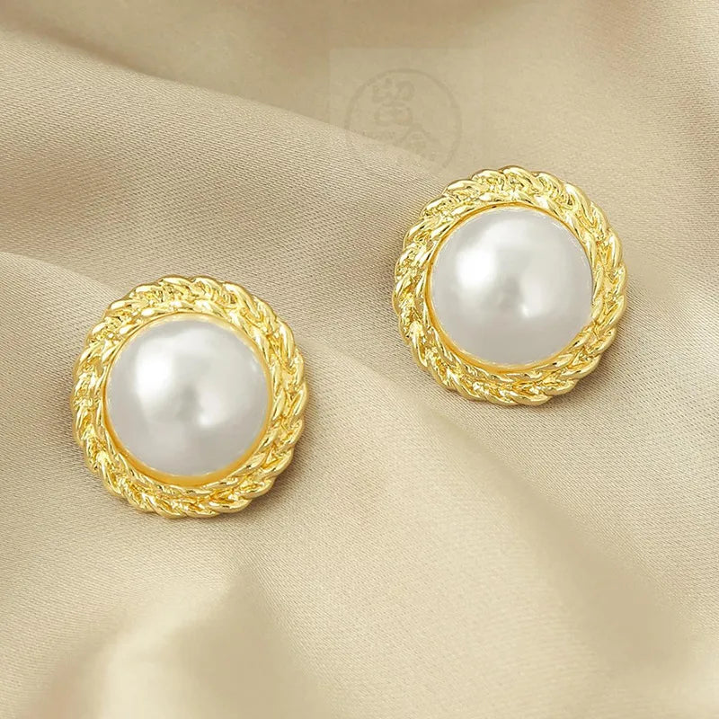 Aurora Gilded Korean Pearl Stud Earrings