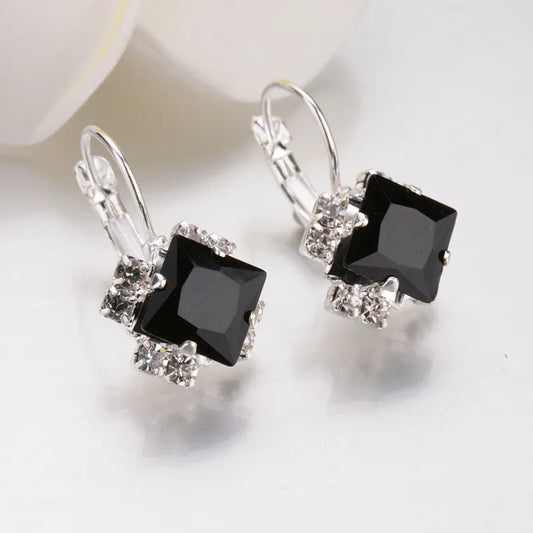 Royale Square Cut Crystal Drop Earrings