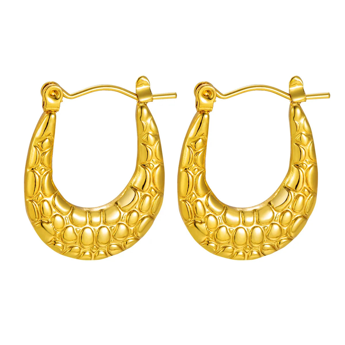 Textured Crescent Gold Hoop Earrings