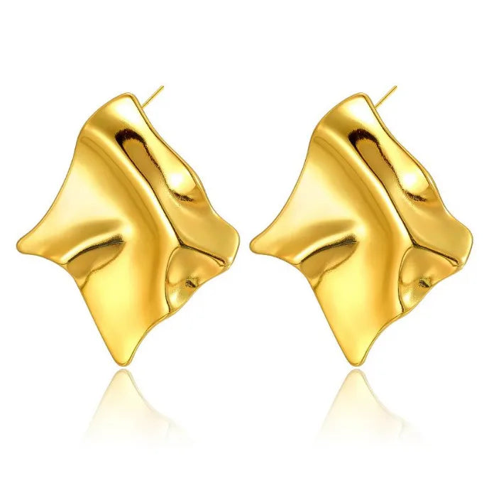 Sculpted Abstract Gold Stud Earrings