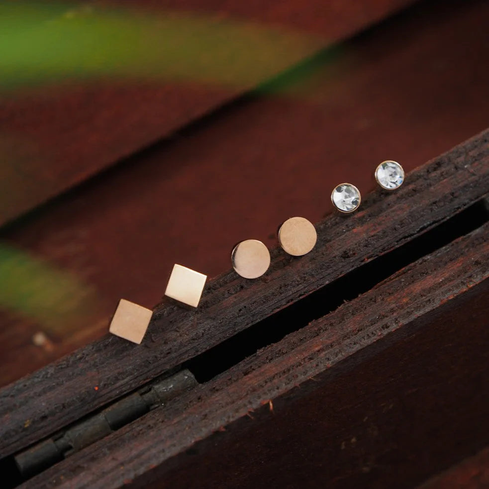 Geometric Essentials Stud Set – Rosegold