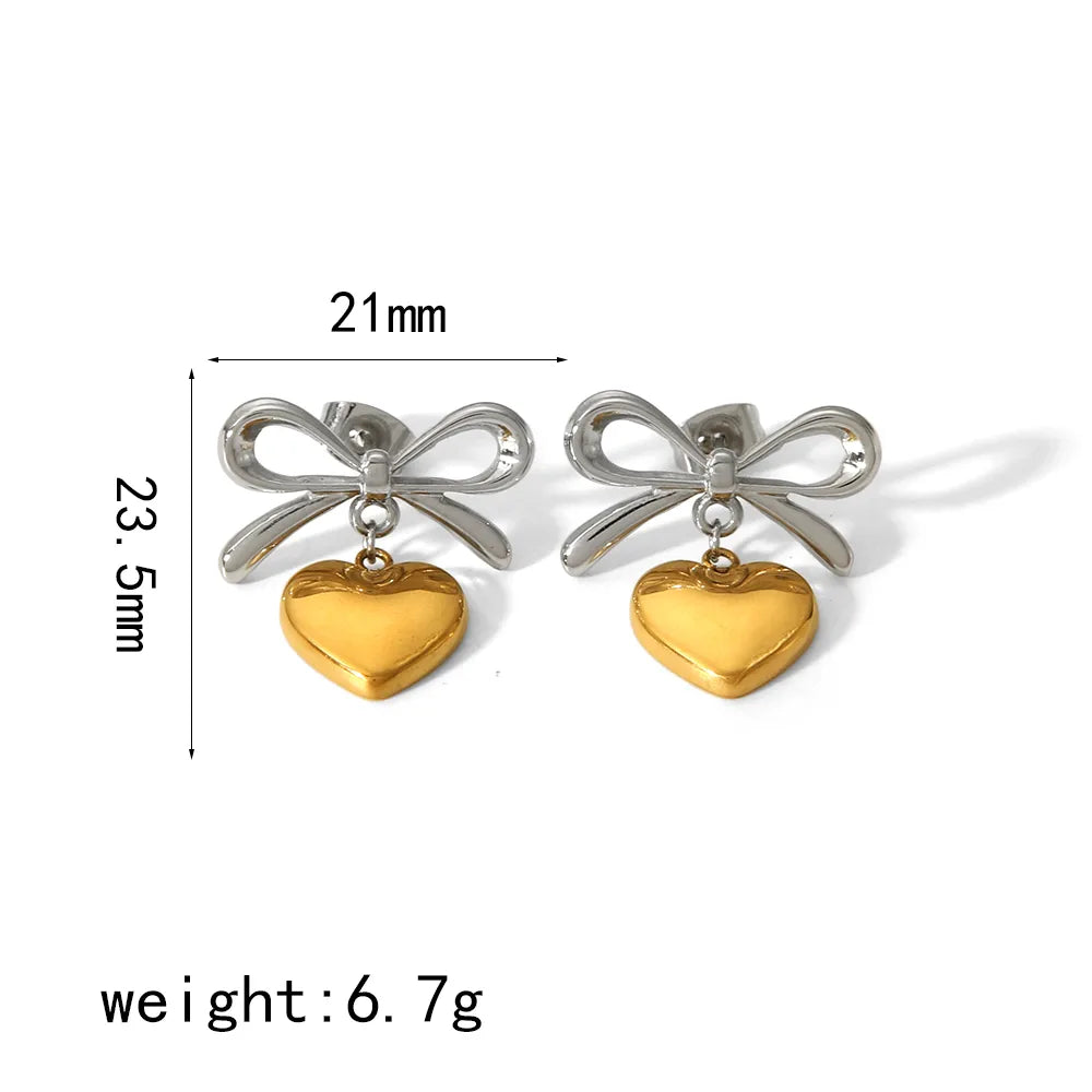 Elara Gold Heart Bow Drops