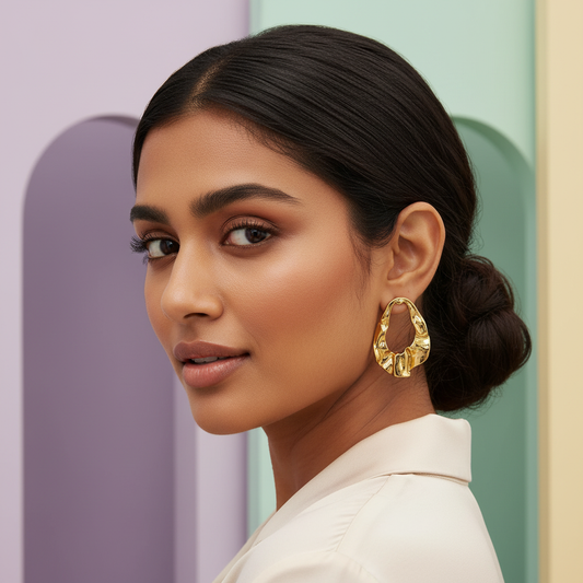 Modern Sculpted Organic Gold Stud Earrings