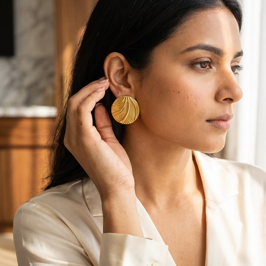 WaveLuxe Textured Round Stud Earrings