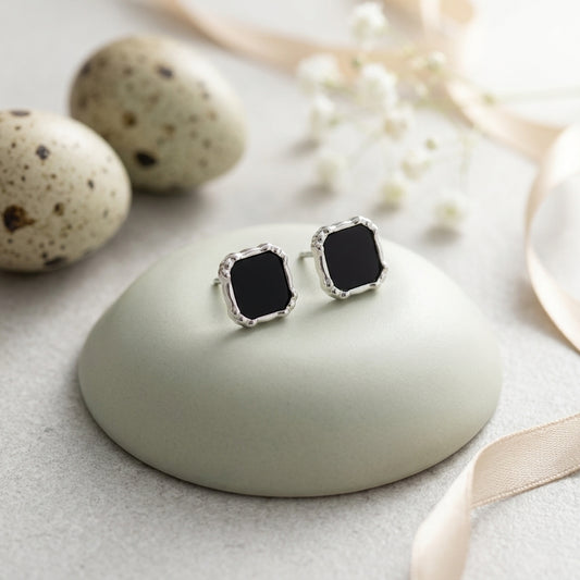 NoirGlam Cushion Stud Earrings