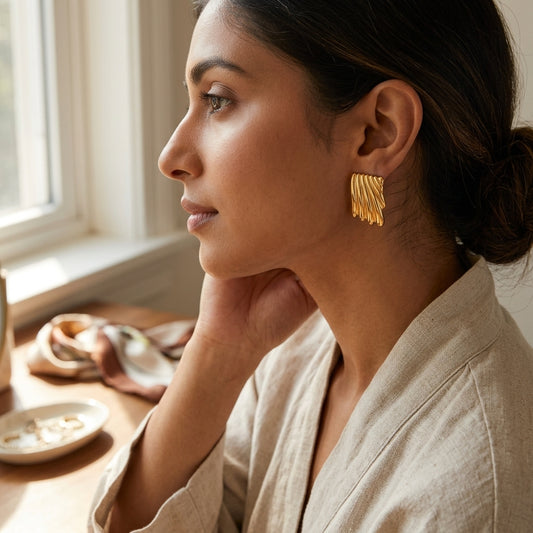 Gold Ripple Luxe Studs