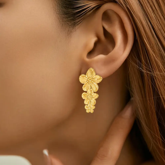 Golden Cascade Bloom Drops – 18K Gold Plated Stainless Steel