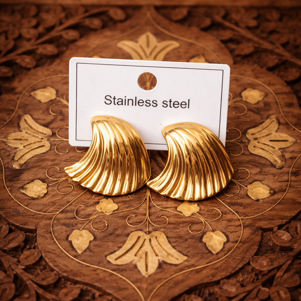 Golden Wave Crest Studs