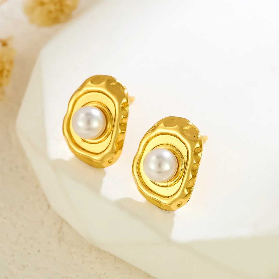 MoltenPearl Abstract Luxe Stud Earrings