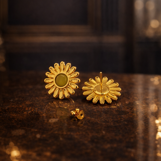 SunnyBloom Green Enamel Flower Earrings