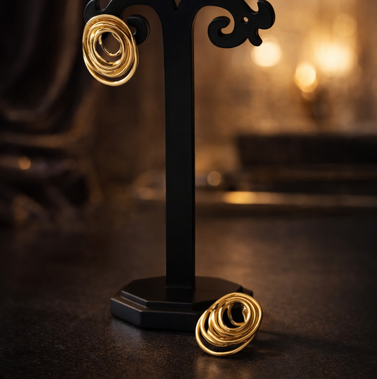Layered Spiral Gold Stud Earrings