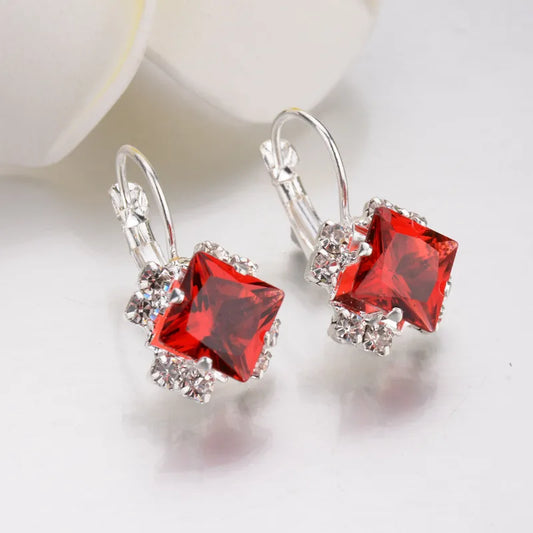 Royale Square Cut Crystal Drop Earrings