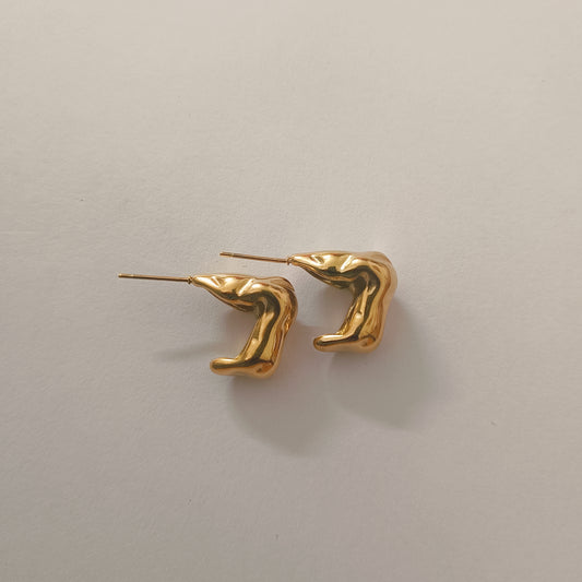 Melted Shape Gold Earrings