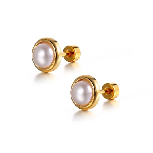 Pearl Glow Gold Stud Earrings