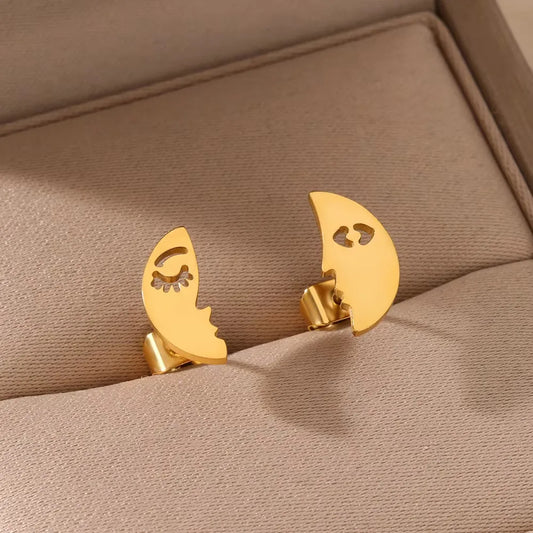 Celestial Muse Moon Stud Earrings