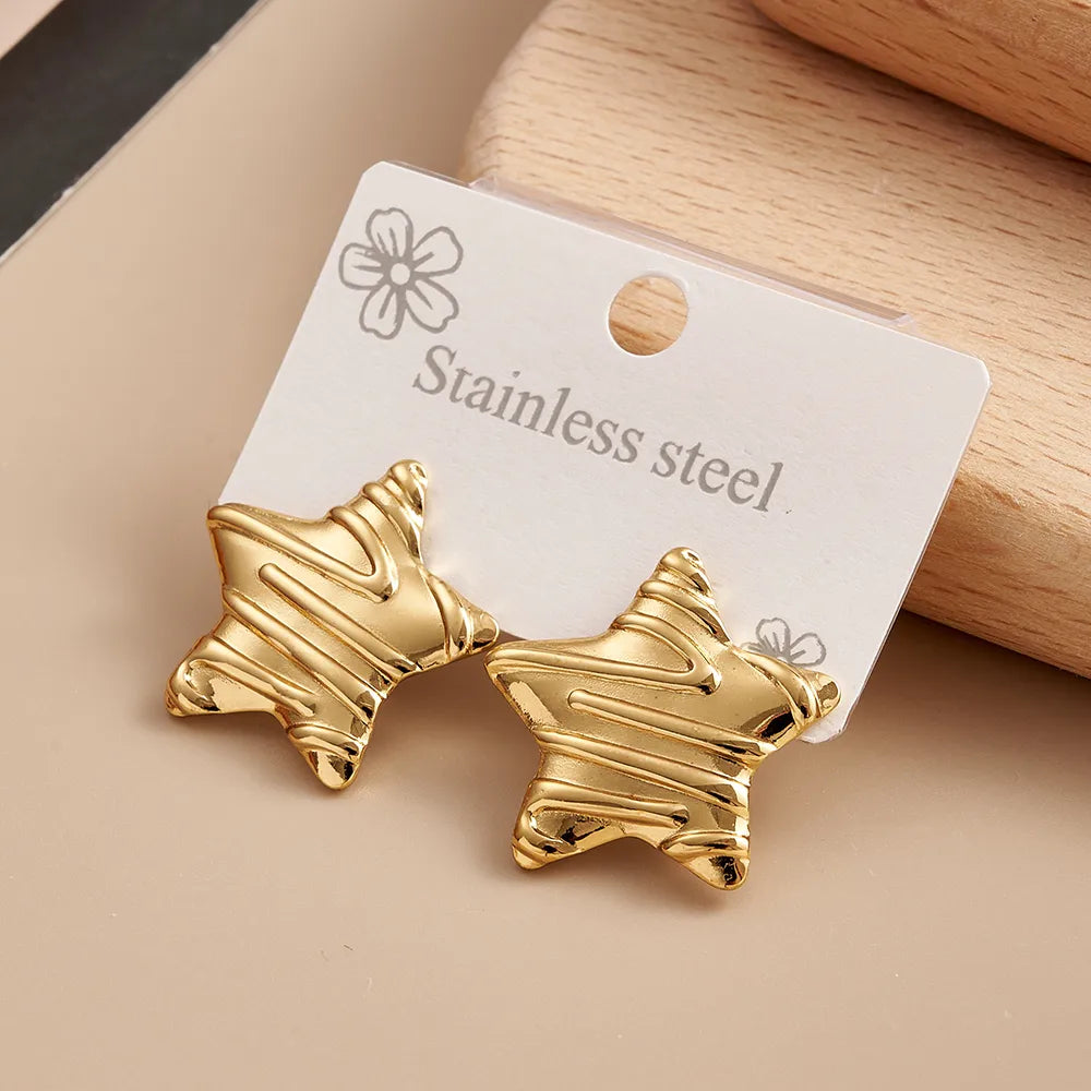 Sculpted Star Gold Stud Earrings