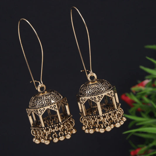 Antique Temple Dome Jhumka Hooks – Gold Plated