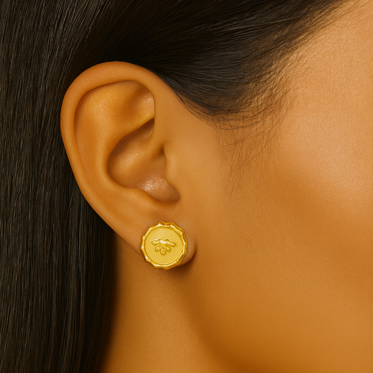 Bee Emblem Gold Studs - PVD Coated Stainless Steel