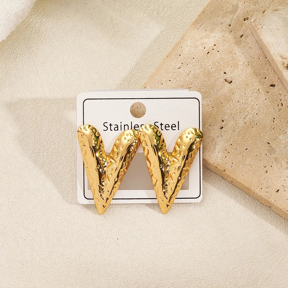 Aurea Ripple Heart Stud Earrings