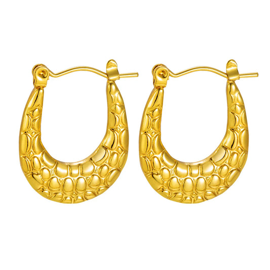 Textured Crescent Gold Hoop Earrings