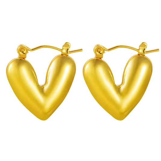 Amour Curve Gold Heart Hoop Earrings