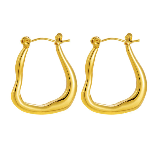 Modern Curve Square Hoop Earrings