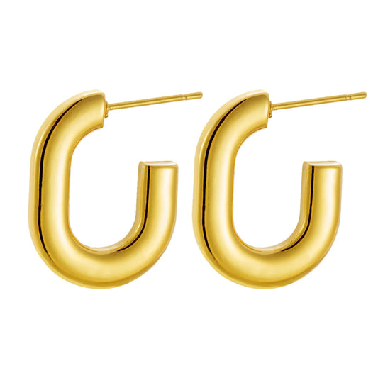 Bold Curve U-Shape Gold Stud Earrings