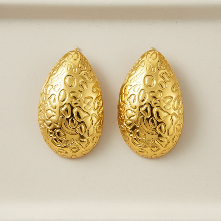 LuxeAurora Embossed Aquadrop Earrings