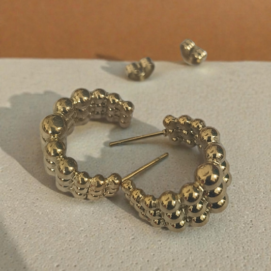 Bubble Stack Gold Earrings