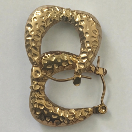 Hammered Teardrop Gold-18K Gold Plated Stainless Steel