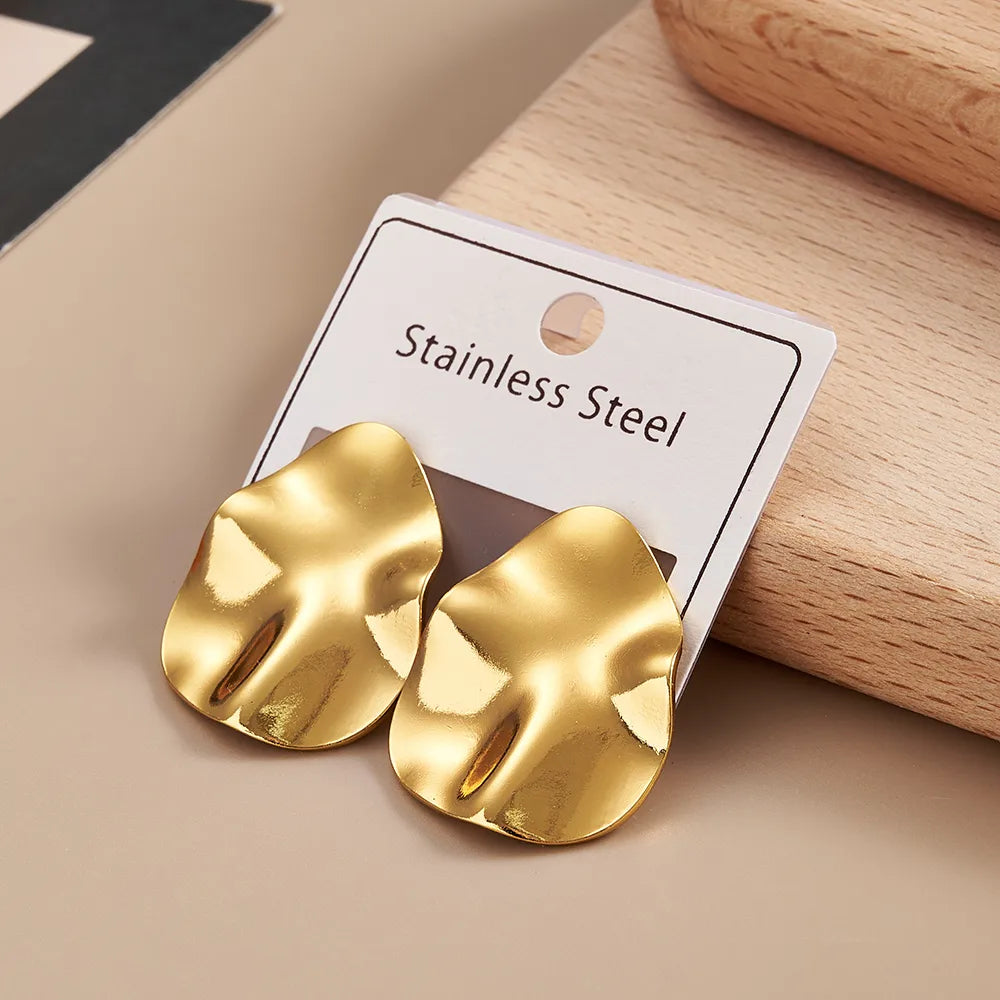Liquid Sculpt Gold Stud Earrings