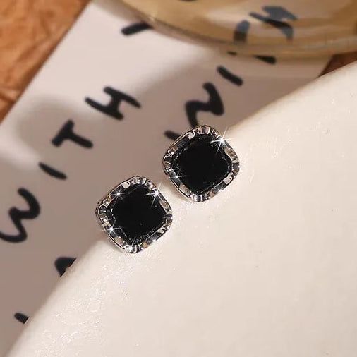 NoirGlam Cushion Stud Earrings