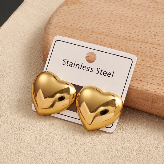 Premium Heart Gold Stud Earrings