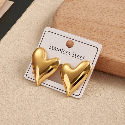 Golden Amor Heart Stud Earrings