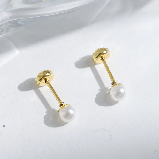 Classic Pearl Drop Gold Stud Earrings