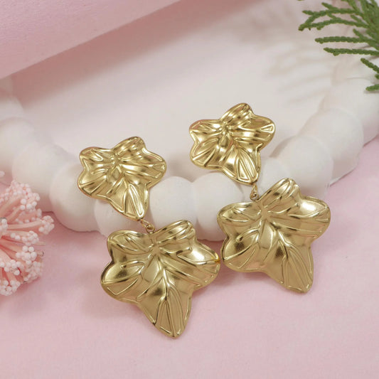 Golden Ivy Layered Leaf Drops – 18K Gold Plated Stainless Steel