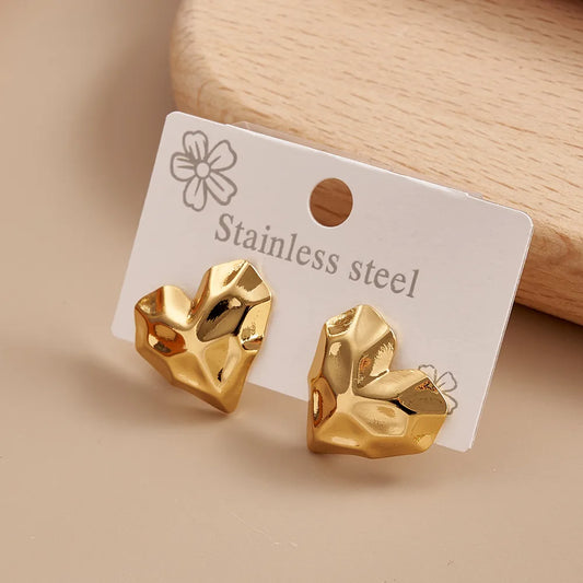 Oria Sculpted Heart Studs