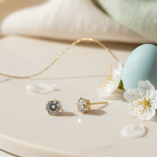 Round Solitaire Crystal Stud Earrings | Stack