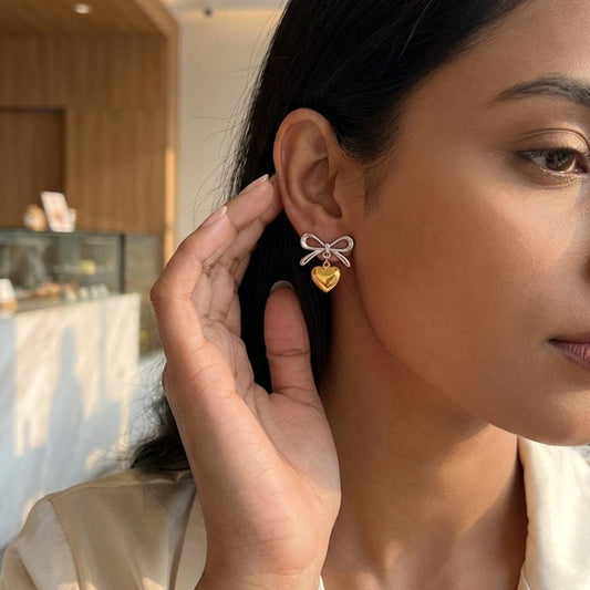 Elara Gold Heart Bow Drops