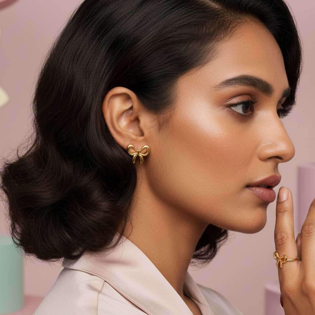Velour Bow Luxe Studs