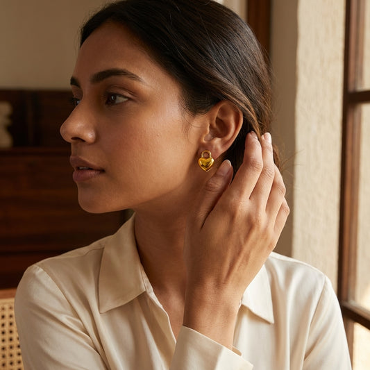 Amour Heart Lock Luxe Studs