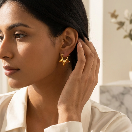 StarLuxe Sculpted Hoop Earrings