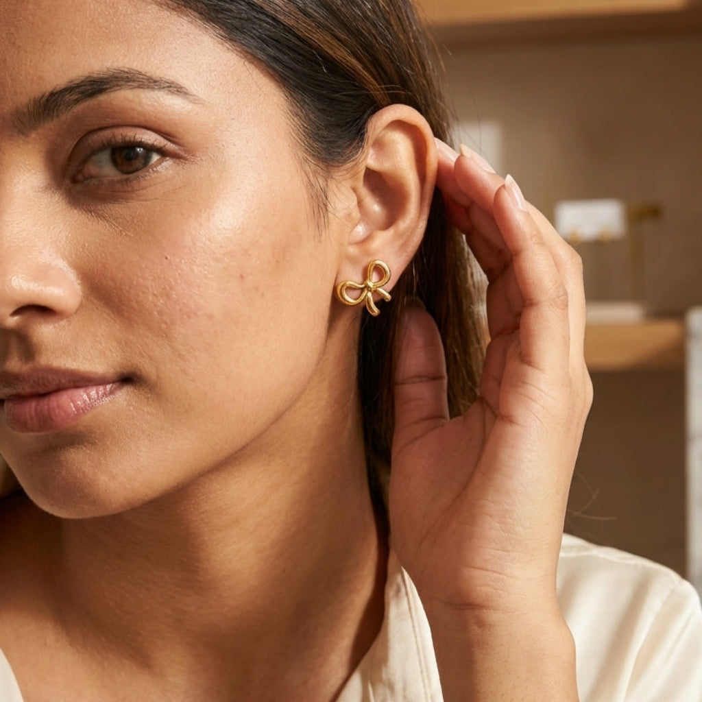 Velour Bow Luxe Studs
