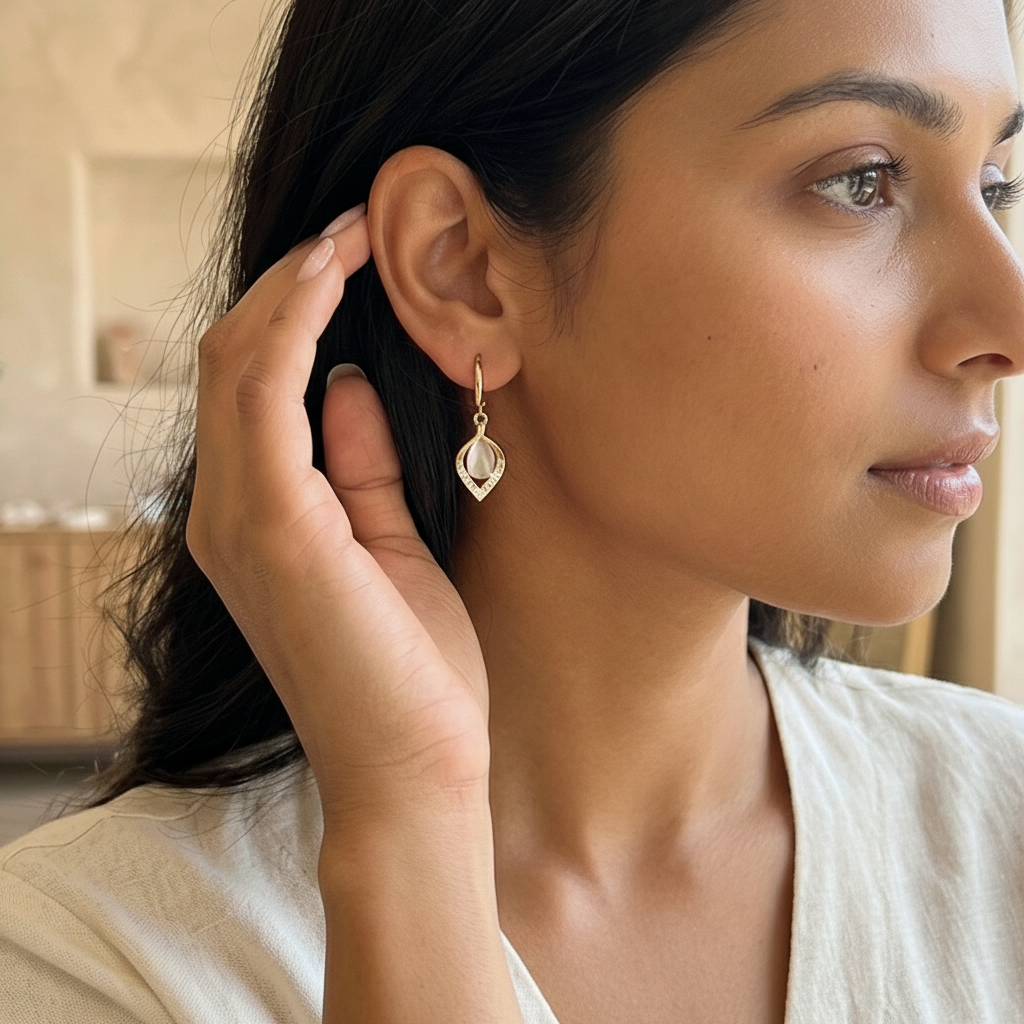 Homiblend Crystal Drop earrings - Pearl White