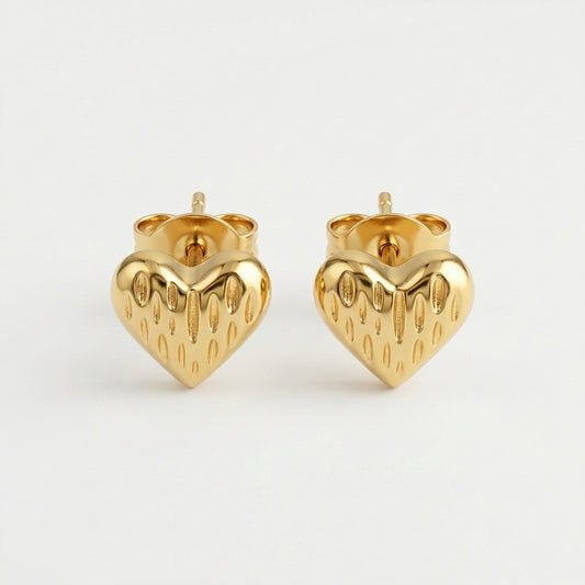 Pleated Heart Korean Stud Earrings