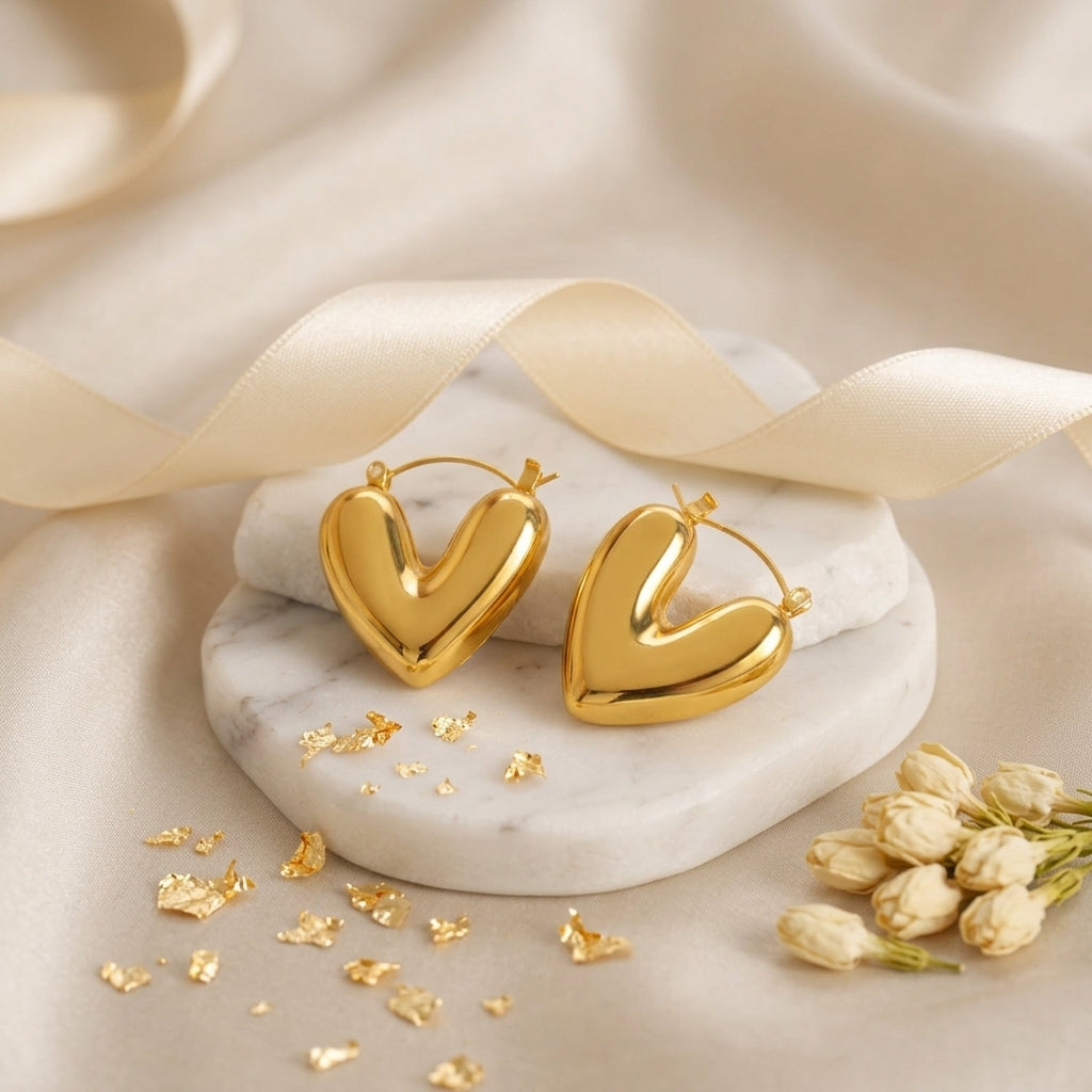 Aurelia Gold Heart Hoop Earrings