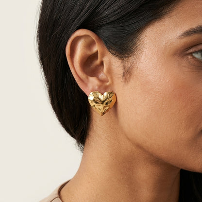 Oria Sculpted Heart Studs