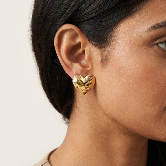 Oria Sculpted Heart Studs