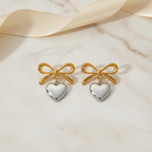 Elara Steel Heart Bow Drops