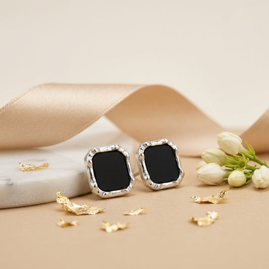 NoirGlam Cushion Stud Earrings